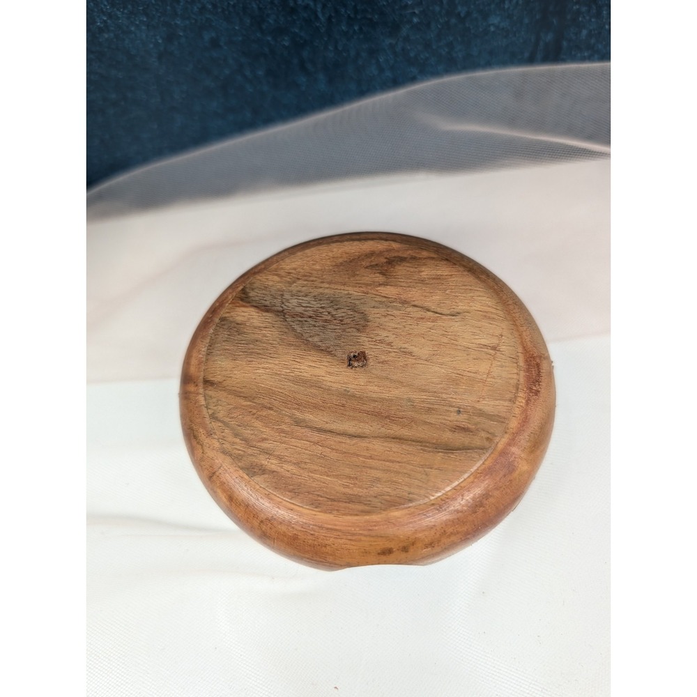 Carved Wooden Coaster Set with Holder & Brass Inlay Floral Detail - Picture 6 of 12